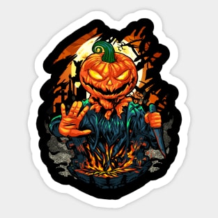 Halloween Pumpkin Monster Horror Creepy Art Sticker